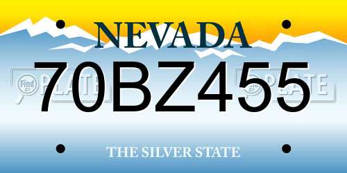 70BZ455 Nevada License Plate