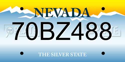 70BZ488 Nevada License Plate