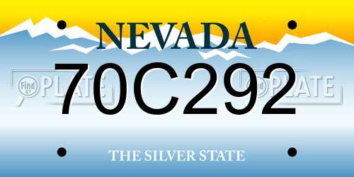70C292 Nevada License Plate