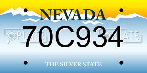 70C934 Nevada License Plate