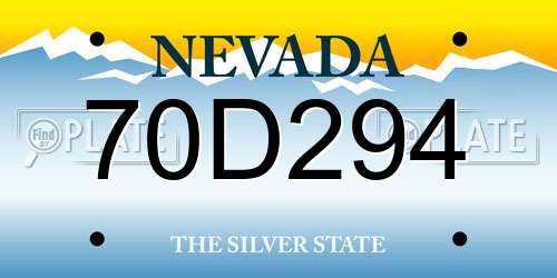 70D294 Nevada License Plate