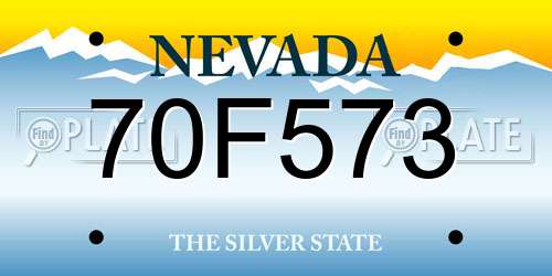 70F573 Nevada License Plate