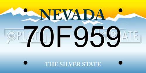 70F959 Nevada License Plate