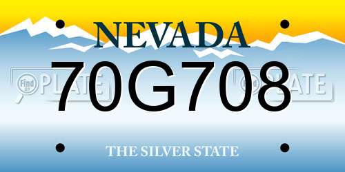 70G708 Nevada License Plate