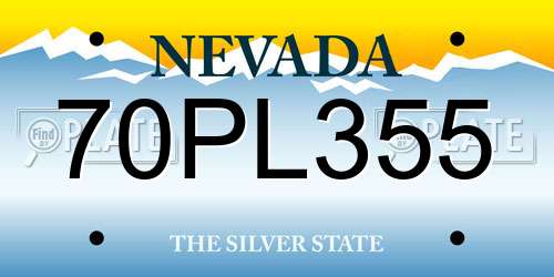 70PL355 Nevada License Plate