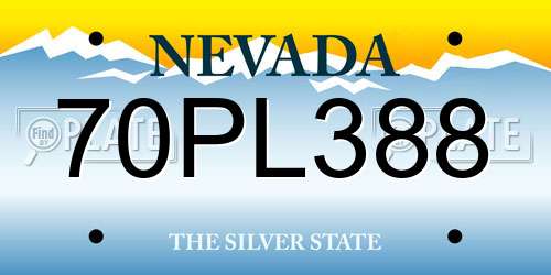 70PL388 Nevada License Plate