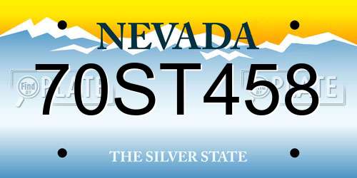 70ST458 Nevada License Plate