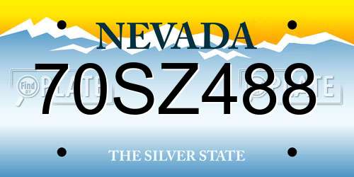 70SZ488 Nevada License Plate