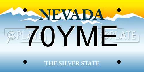 70YME Nevada License Plate