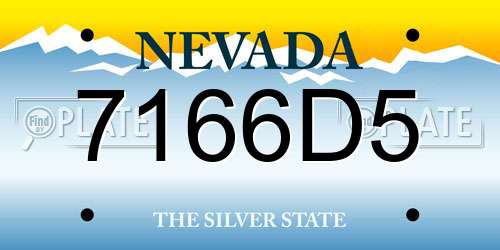 7166D5 Nevada License Plate