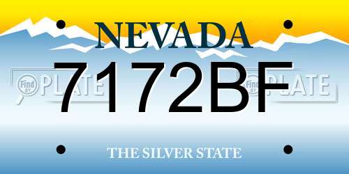 7172BF Nevada License Plate