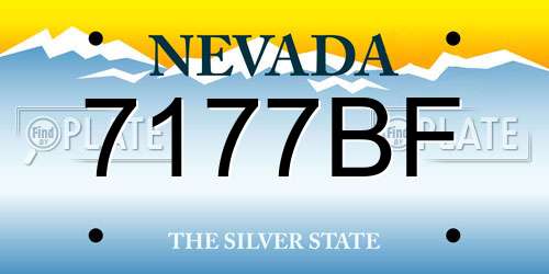 7177BF Nevada License Plate