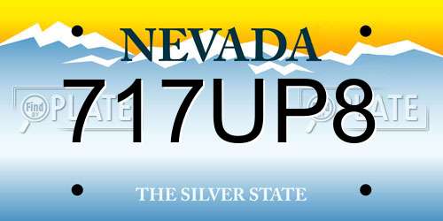 717UP8 Nevada License Plate