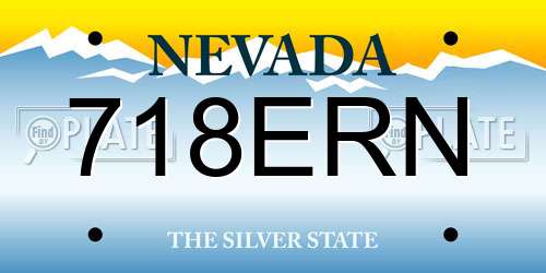 718ERN Nevada License Plate