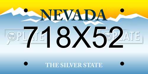718X52 Nevada License Plate