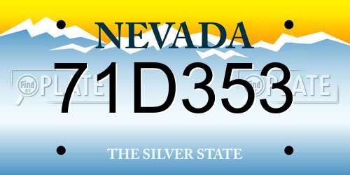 71D353 Nevada License Plate