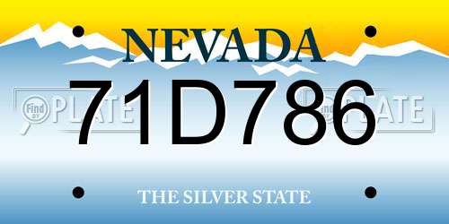 71D786 Nevada License Plate