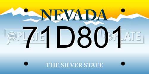71D801 Nevada License Plate