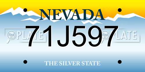 71J597 Nevada License Plate