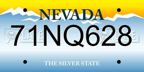 71NQ628 Nevada License Plate