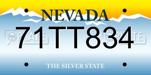 71TT834 Nevada License Plate