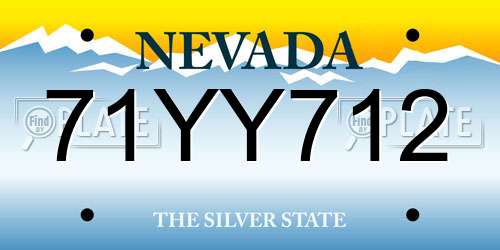 71YY712 Nevada License Plate