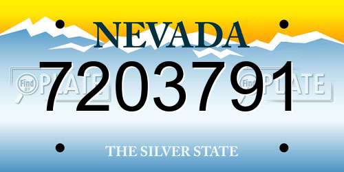 7203791 Nevada License Plate