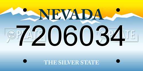 7206034 Nevada License Plate