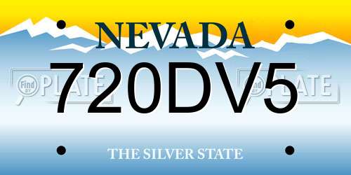 720DV5 Nevada License Plate