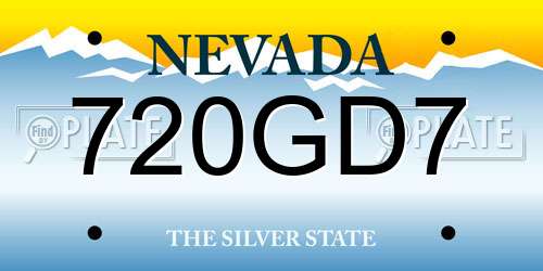 720GD7 Nevada License Plate