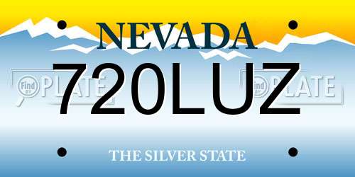 720LUZ Nevada License Plate