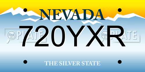 720YXR Nevada License Plate