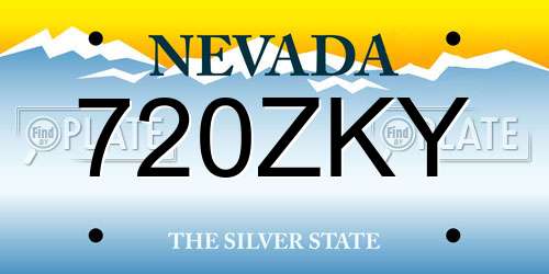720ZKY Nevada License Plate
