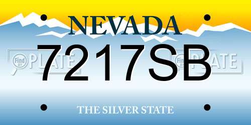 7217SB Nevada License Plate