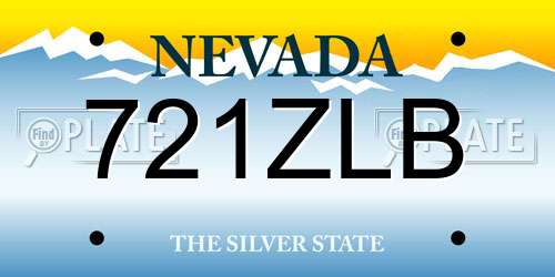 721ZLB Nevada License Plate