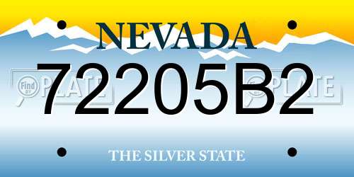 72205B2 Nevada License Plate