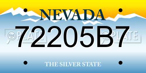 72205B7 Nevada License Plate