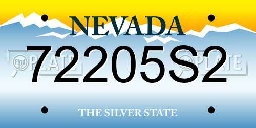 72205S2 Nevada License Plate
