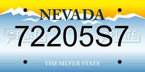 72205S7 Nevada License Plate