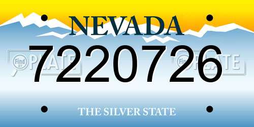 7220726 Nevada License Plate