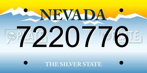 7220776 Nevada License Plate