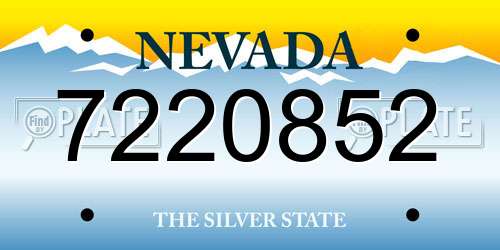 7220852 Nevada License Plate