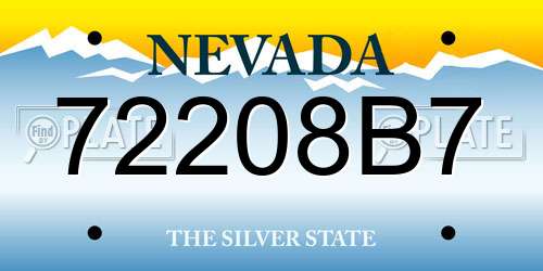 72208B7 Nevada License Plate