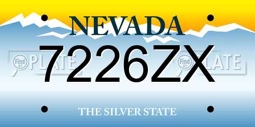 7226ZX Nevada License Plate