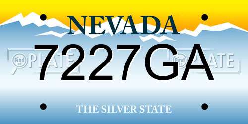 7227GA Nevada License Plate