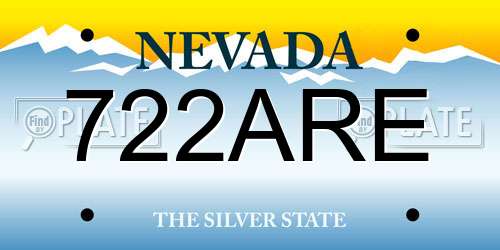 722ARE Nevada License Plate
