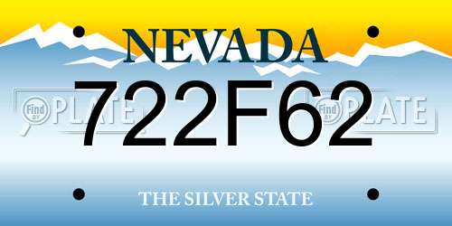 722F62 Nevada License Plate