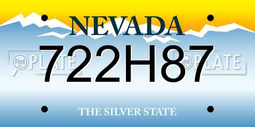 722H87 Nevada License Plate