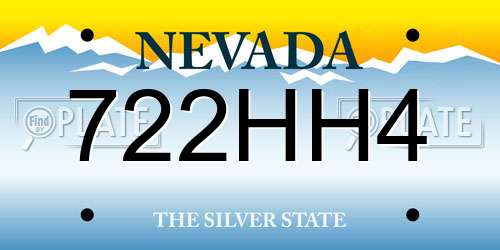 722HH4 Nevada License Plate