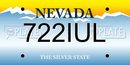 722IUL Nevada License Plate